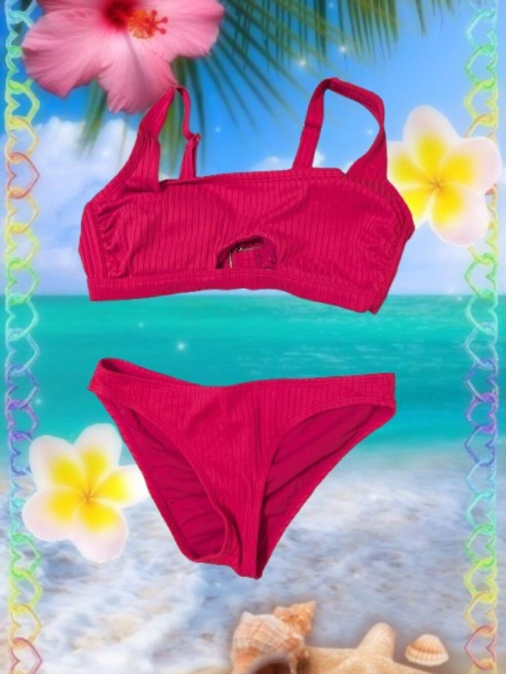 Hot Pink Ribbed Bikini
